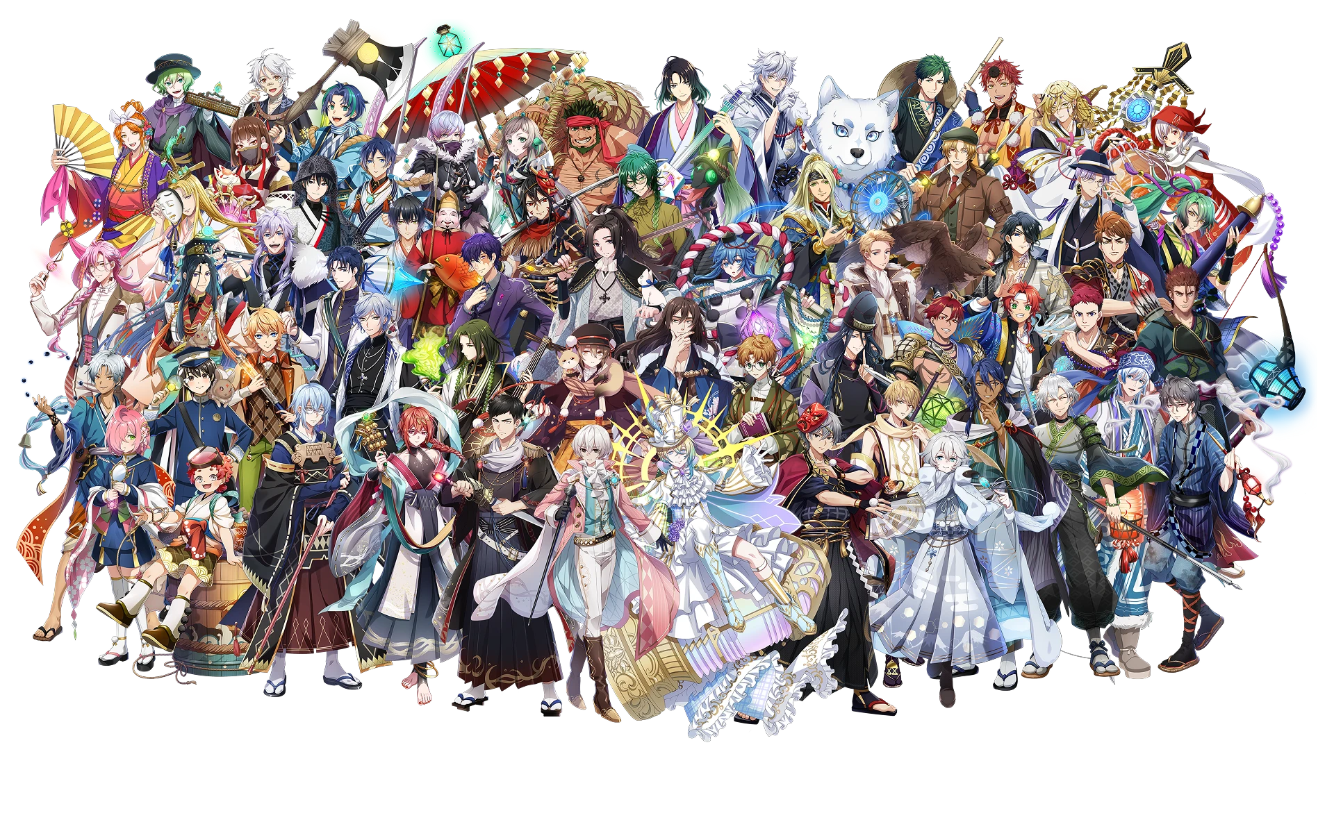 全ての灯台キャラクターが並んだイラスト。