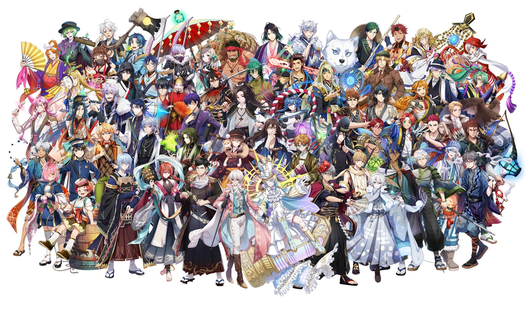 全ての灯台キャラクターが並んだイラスト。