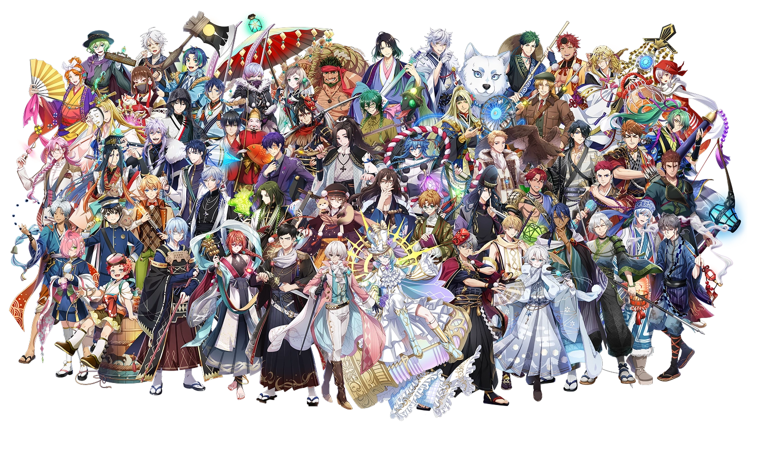 全ての灯台キャラクターが並んだイラスト。