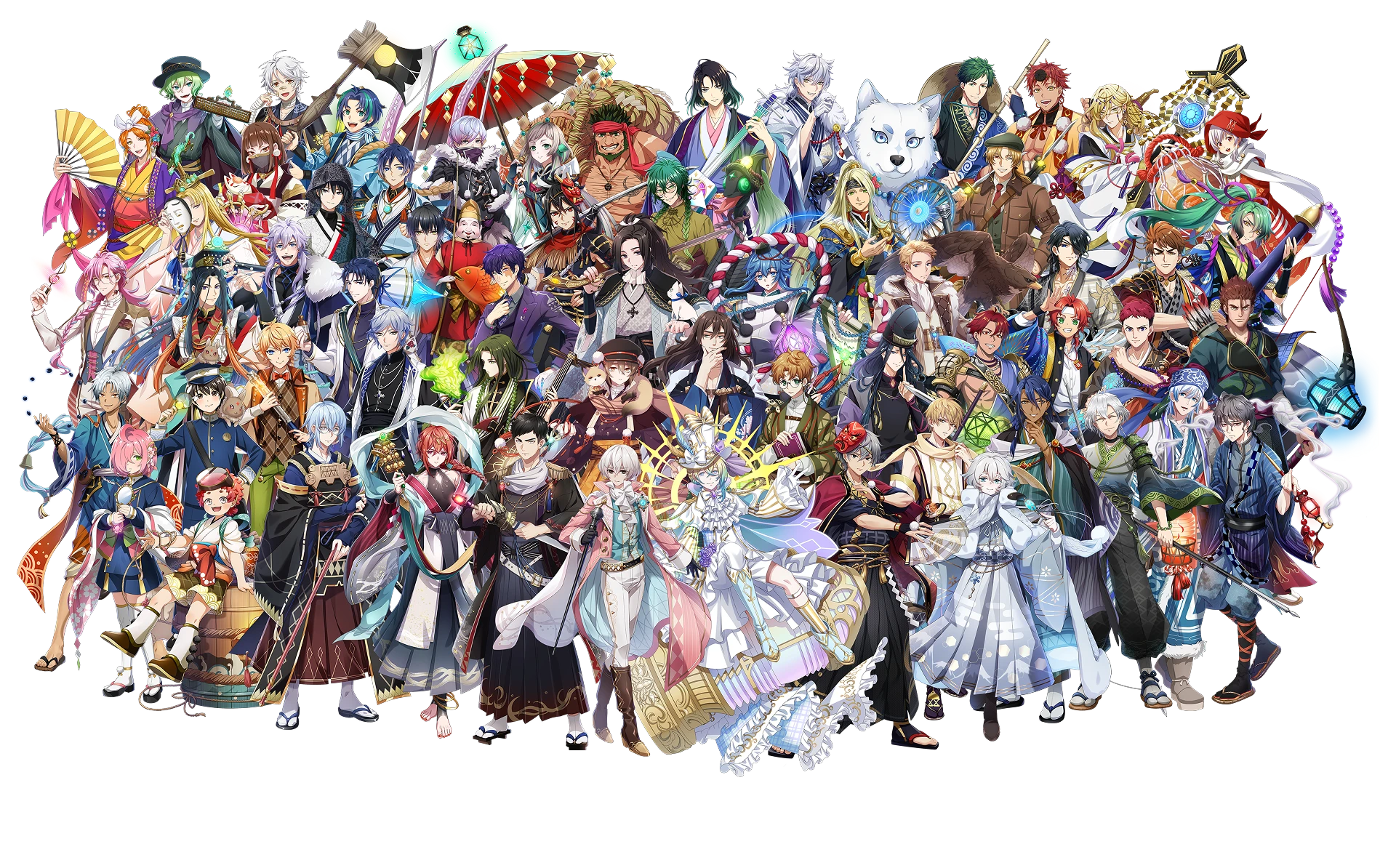 全ての灯台キャラクターが並んだイラスト。